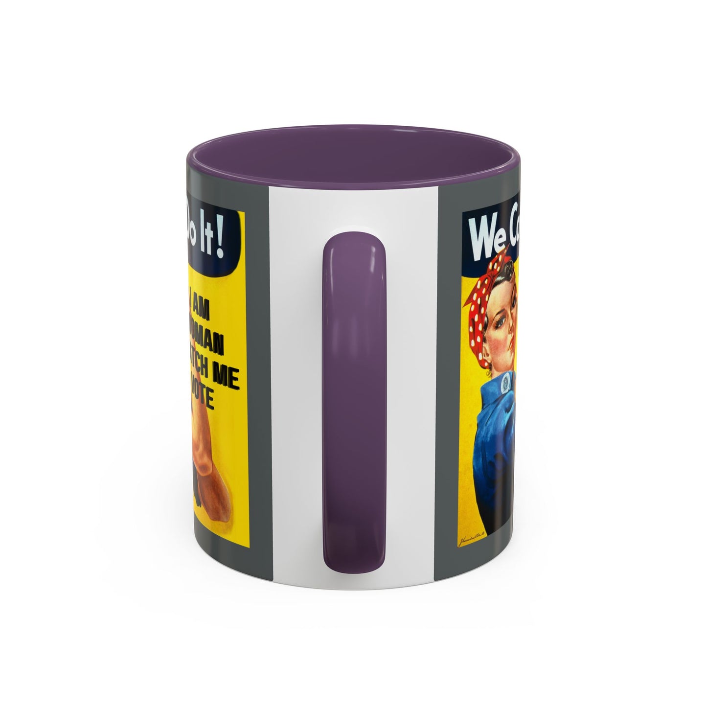 I Am Woman Watch Me Vote Rosie Grey Accent Mug by theGreenDragonTavern.shop