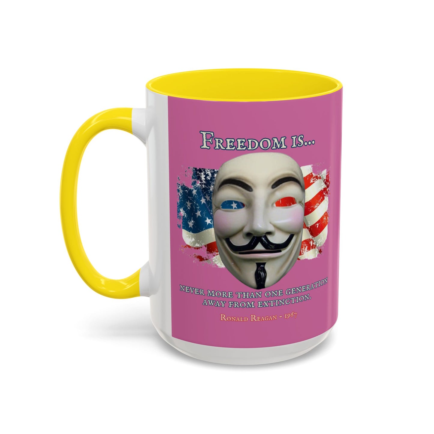 Ronald Reagan Freedom Vendetta Pink Accent Mug by theGreenDragonTavern.shop