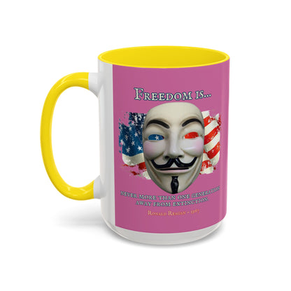 Ronald Reagan Freedom Vendetta Pink Accent Mug by theGreenDragonTavern.shop