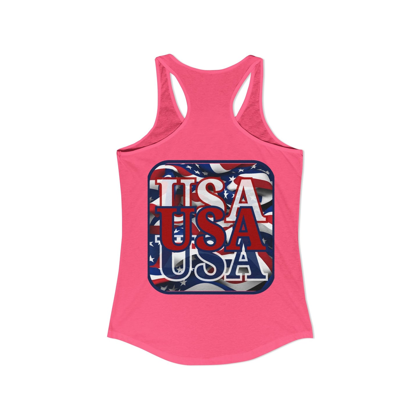 2-sided, RED White and Blue USA Patriot Women's Racerback Tank Top by theGreenDragonTavern.shop