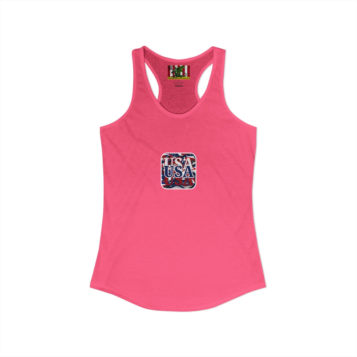 2-sided, Red White and BLUE USA Patriot Women's Racerback Tank Top by theGreenDragonTavern.shop