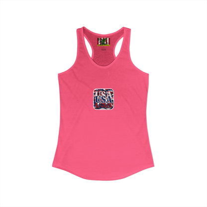 2-sided, Red White and BLUE USA Patriot Women's Racerback Tank Top by theGreenDragonTavern.shop