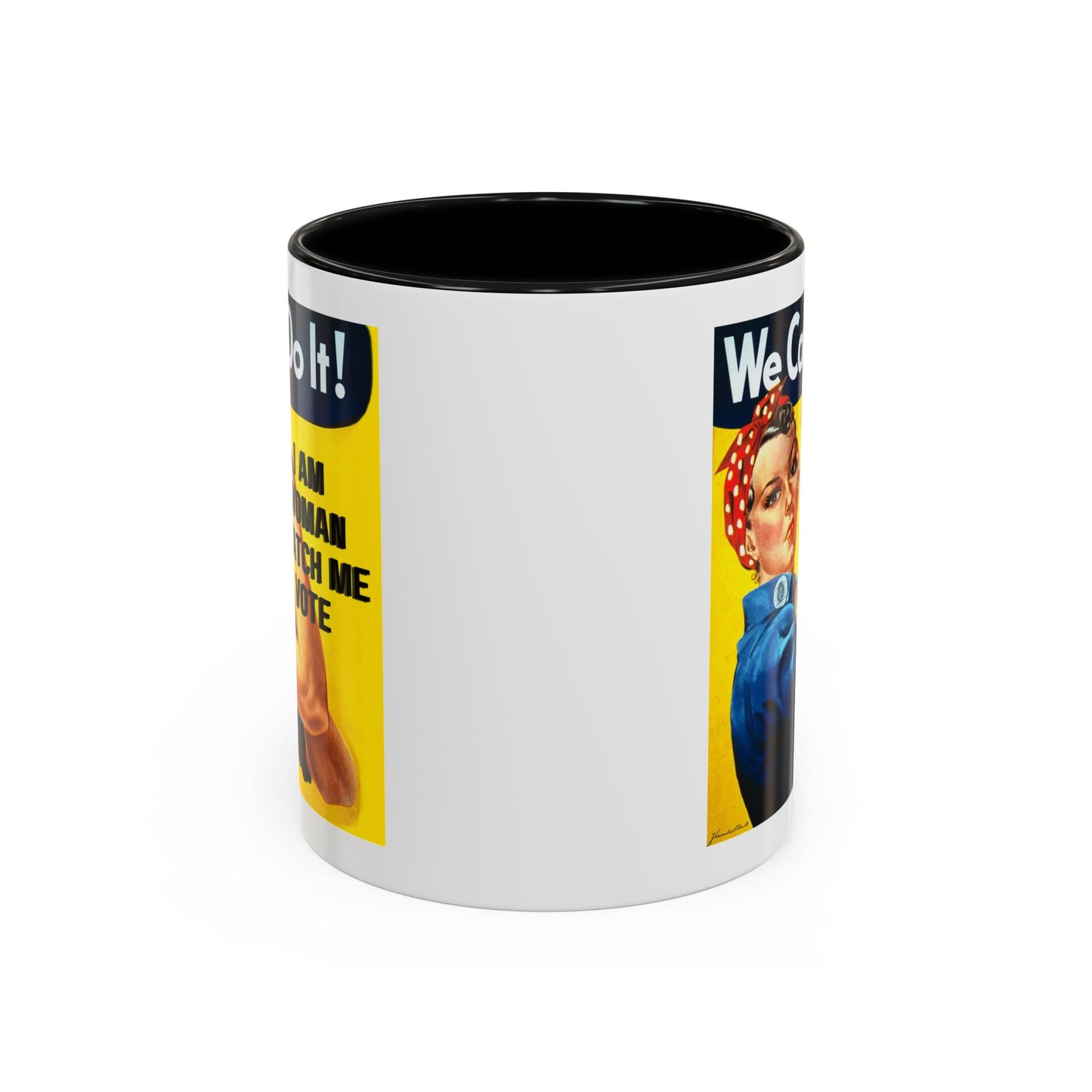 I Am Woman Watch Me Vote Rosie White Accent Mug by theGreenDragonTavern.shop
