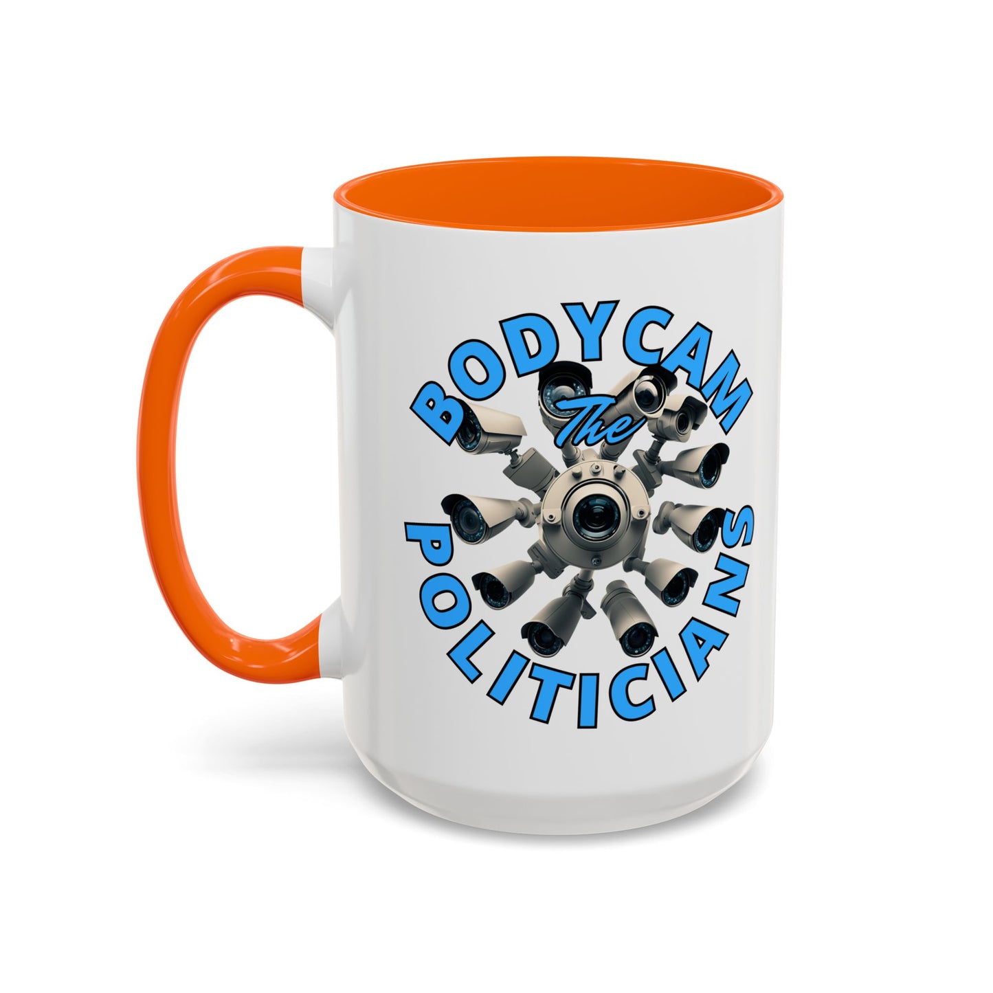 Bodycam the Politicians Cameras White Accent Mug by theGreenDragonTavern.shop