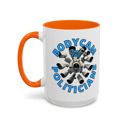 Bodycam the Politicians Cameras White Accent Mug by theGreenDragonTavern.shop