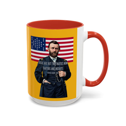"Traitors and Patriots" Ulysses Grant Yellow Accent Mug by theGreenDragonTavern.shop
