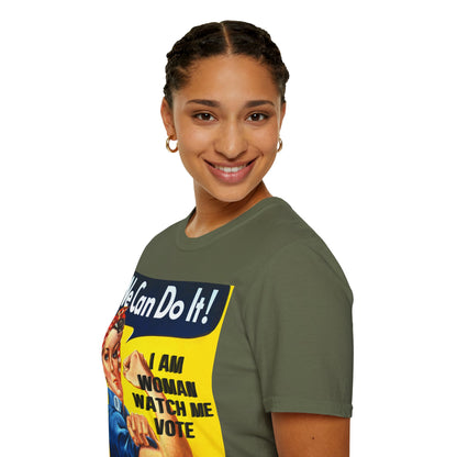 I Am Woman Watch Me Vote Rosie Dark colors Unisex T-Shirt by theGreenDragonTavern.shop