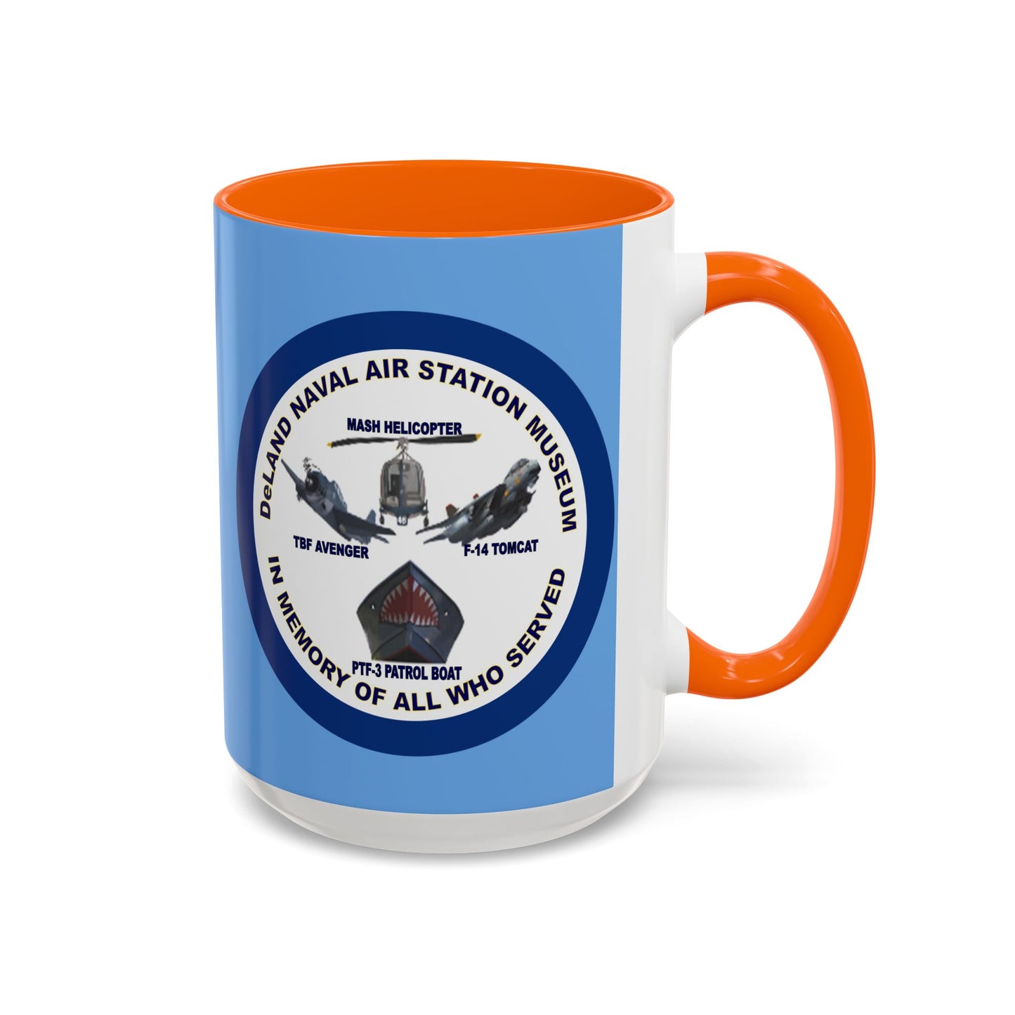 DNASM 2-sided, Founding & Student Art w/Navy Ring Light Blue Accent Mug by theGreenDragonTavern.shop