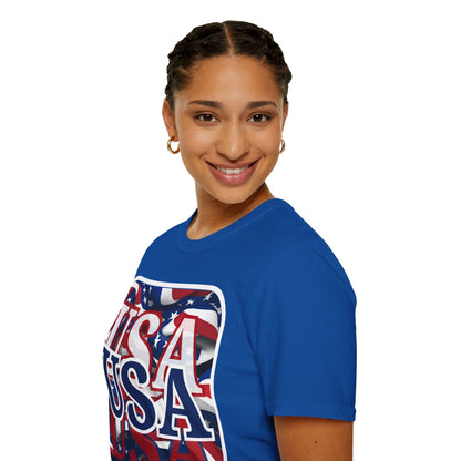 Red White and BLUE USA Patriot Dark colors Unisex T-Shirt by theGreenDragonTavern.shop