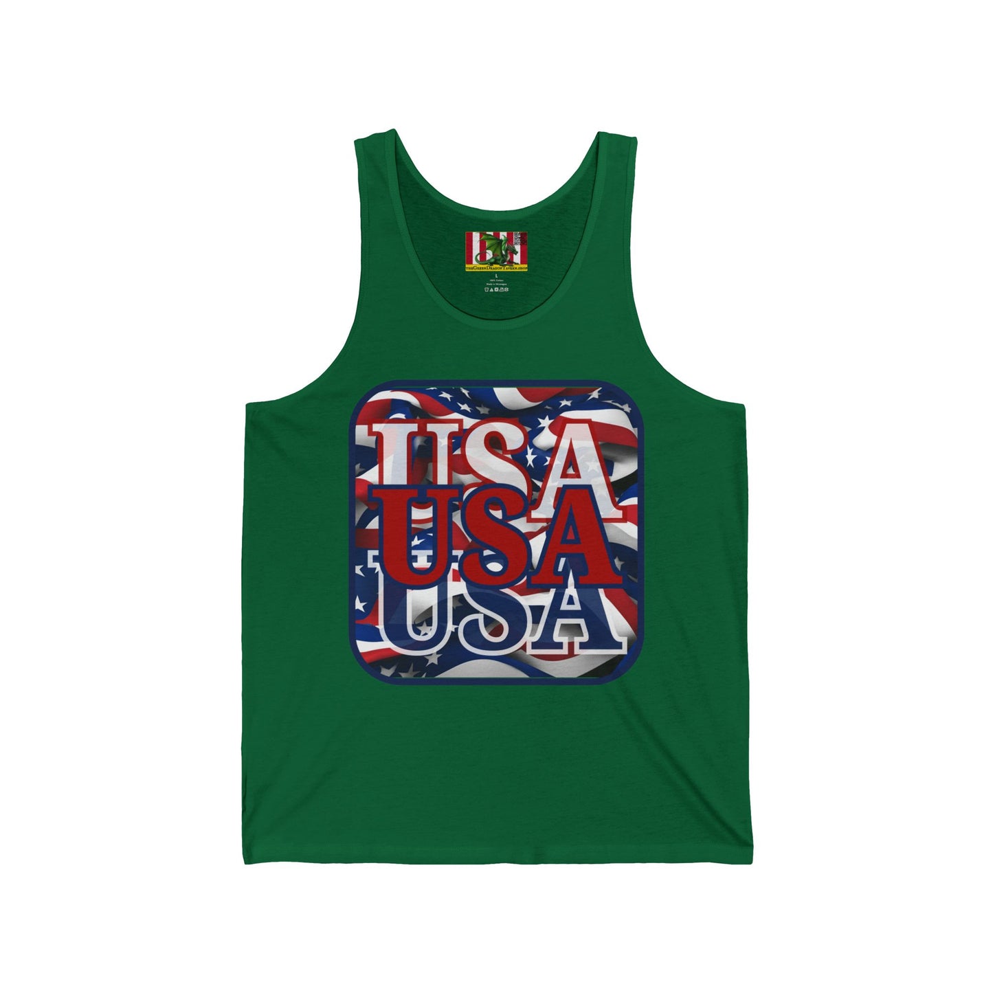 RED White and Blue USA Patriot Unisex Jersey Tank Top by theGreenDragonTavern.shop