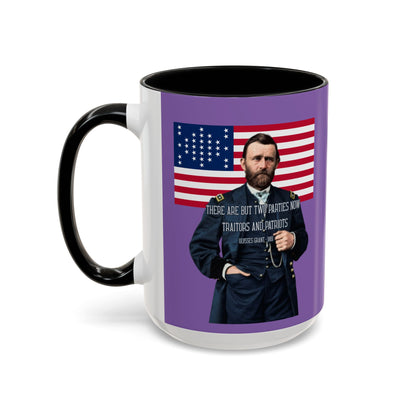 "Traitors and Patriots" Ulysses Grant Light Purple Accent Mug by theGreenDragonTavern.shop