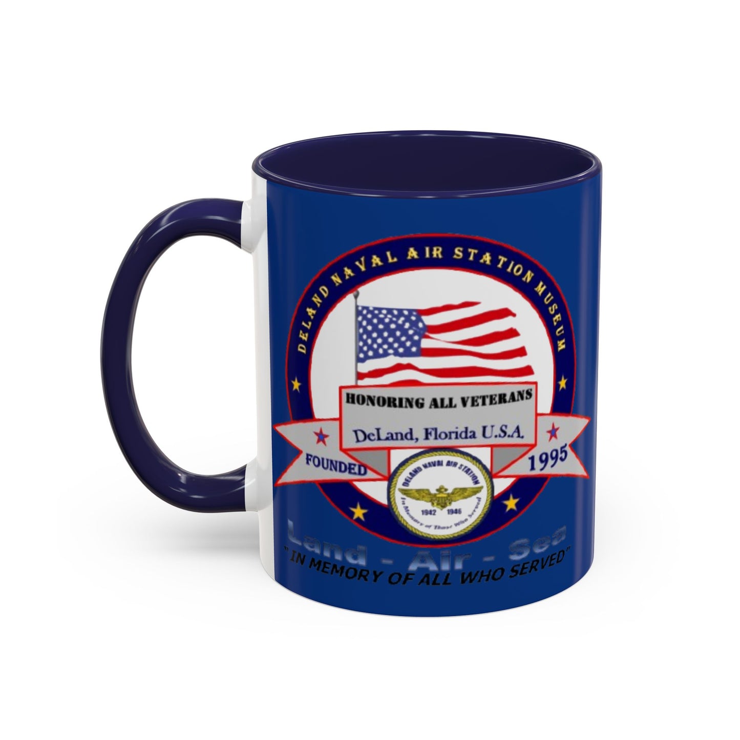 DNASM 2-sided, Founding & Student Art w/WhiteBG Dark Blue Accent Mug by theGreenDragonTavern.shop