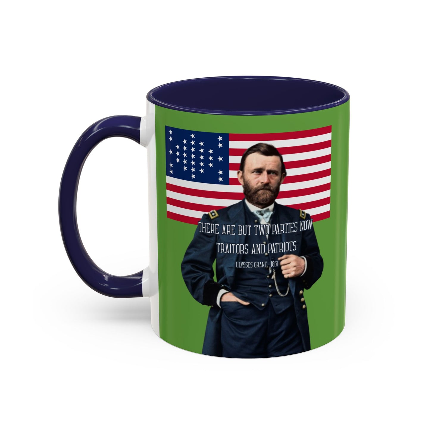"Traitors and Patriots" Ulysses Grant Green Accent Mug by theGreenDragonTavern.shop