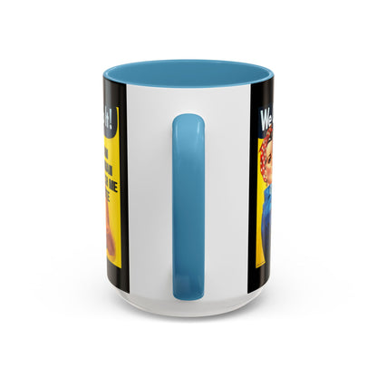 I Am Woman Watch Me Vote Rosie Black Accent Mug by theGreenDragonTavern.shop