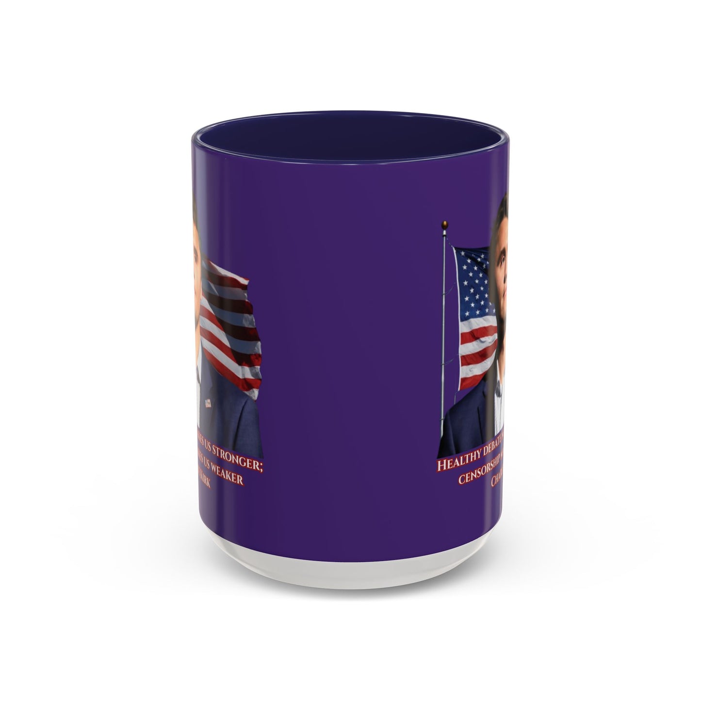 Charlie Kirk, Healthy Debate Purple Accent Mug by theGreenDragonTavern.shop