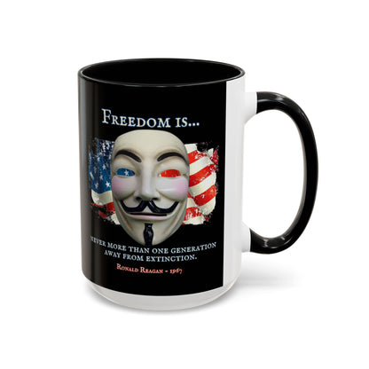 Ronald Reagan Freedom Vendetta Black Accent Mug by theGreenDragonTavern.shop