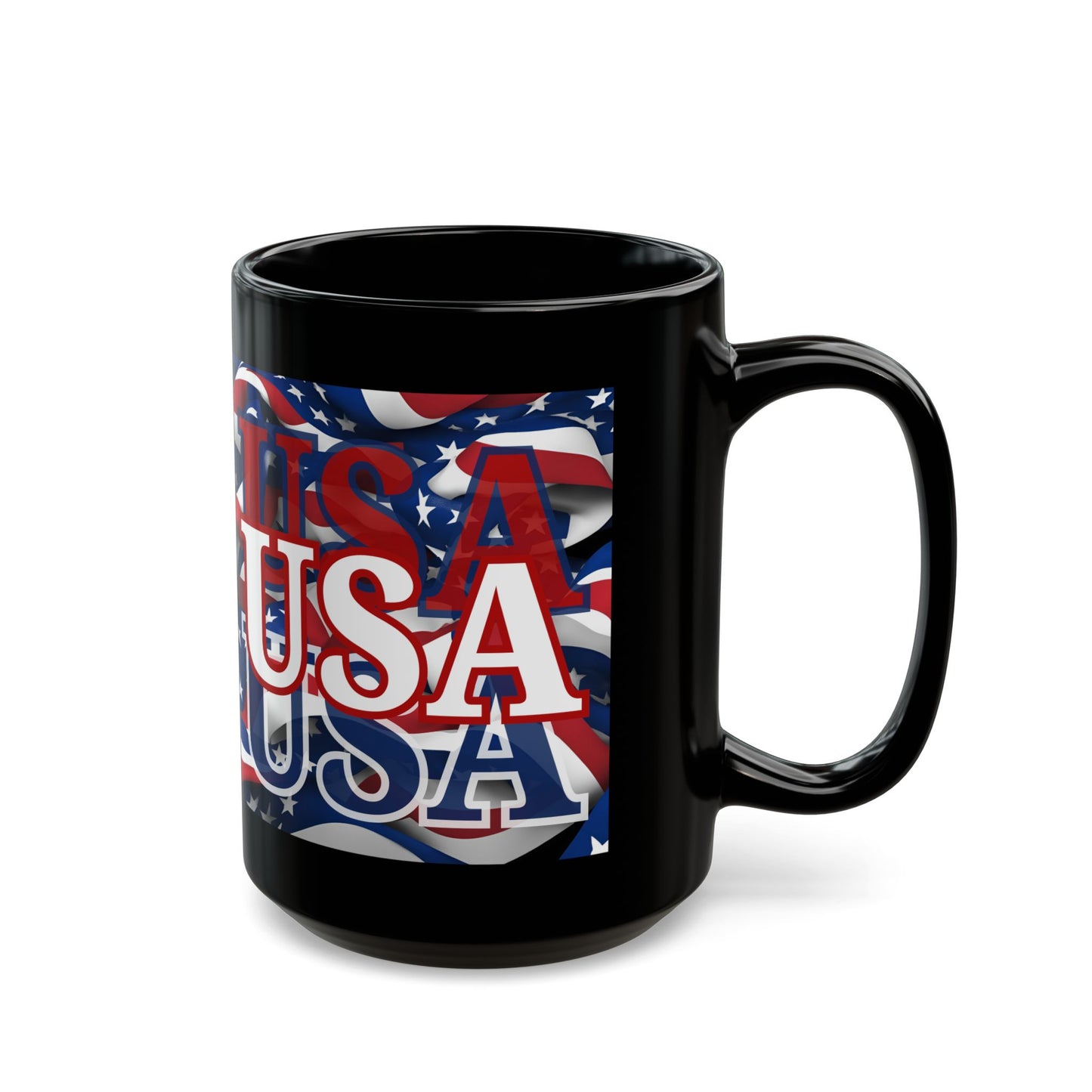 USA WHfont Center Patriot Black Mug by theGreenDragonTavern.shop