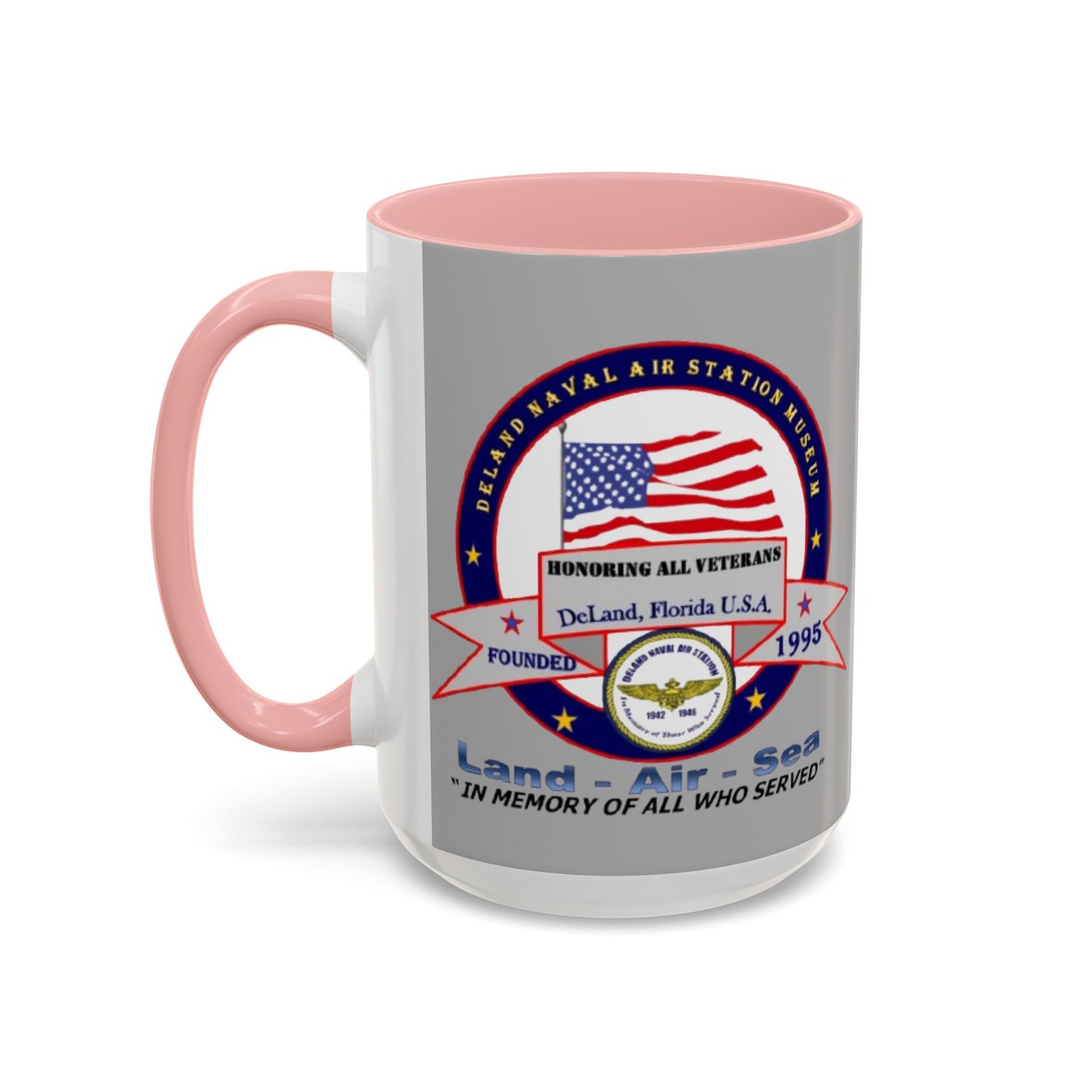 DNASM 2-sided, Founding & Student Art Light Grey Accent Mug by theGreenDragonTavern.shop