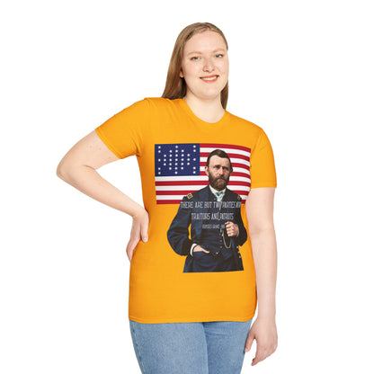 "Traitors and Patriots" Ulysses Grant Light colors Unisex T-Shirt by theGreenDragonTavern.shop