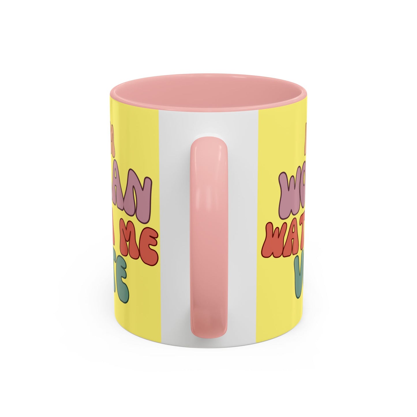 I Am Woman Watch Me Vote Yellow Accent Mug by theGreenDragonTavern.shop