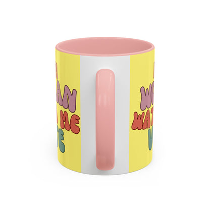 I Am Woman Watch Me Vote Yellow Accent Mug by theGreenDragonTavern.shop