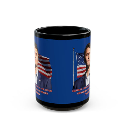Charlie Kirk, Healthy Debate Blue Mug by theGreenDragonTavern.shop
