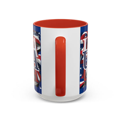 USA Blue font Center Patriot Blue Accent Mug by theGreenDragonTavern.shop