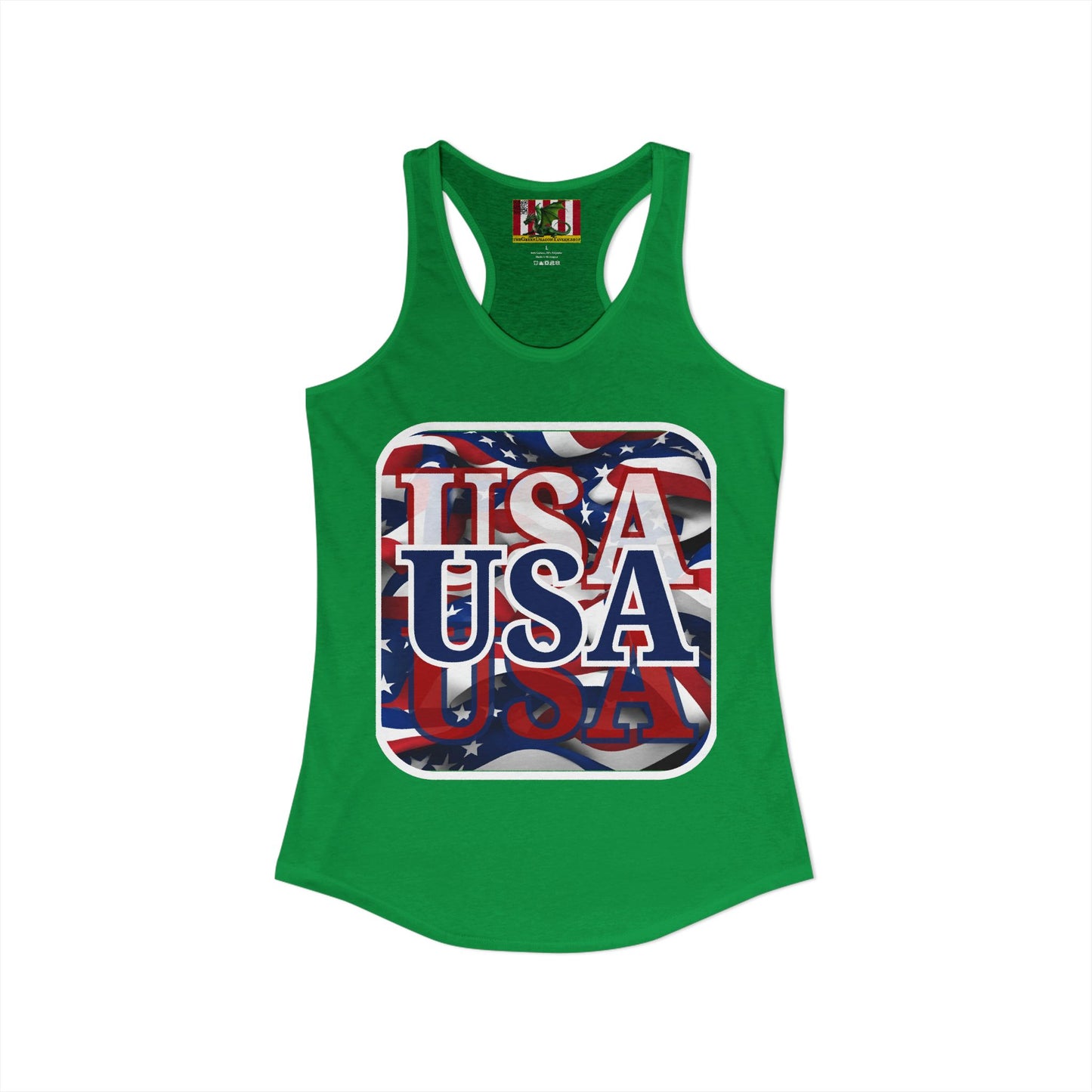 Red White and BLUE USA Patriot Women's Racerback Tank Top by theGreenDragonTavern.shop