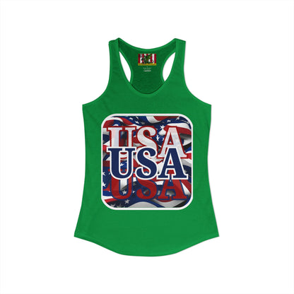 Red White and BLUE USA Patriot Women's Racerback Tank Top by theGreenDragonTavern.shop