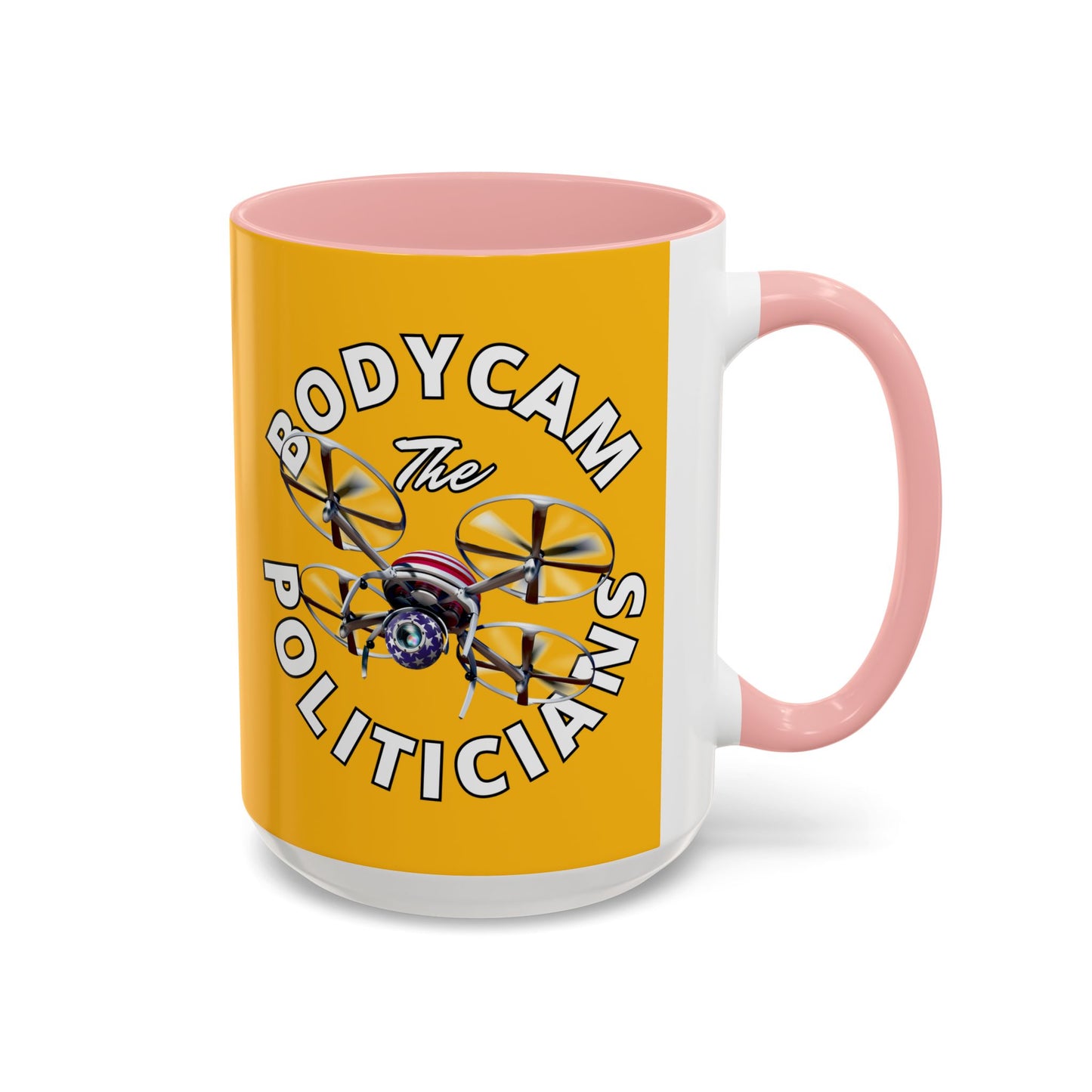 Bodycam the Politicians Drone Yellow Accent Mug by theGreenDragonTavern.shop
