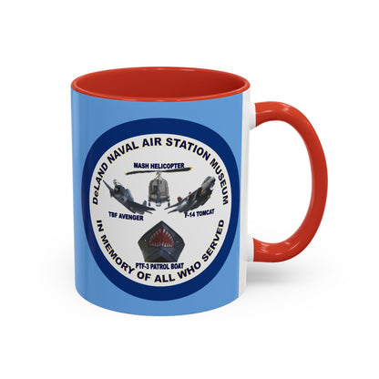 DNASM 2-sided, Founding & Student Art w/Navy Ring Light Blue Accent Mug by theGreenDragonTavern.shop