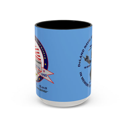 DNASM 2-sided, Founding & Student Art Light Blue Accent Mug by theGreenDragonTavern.shop
