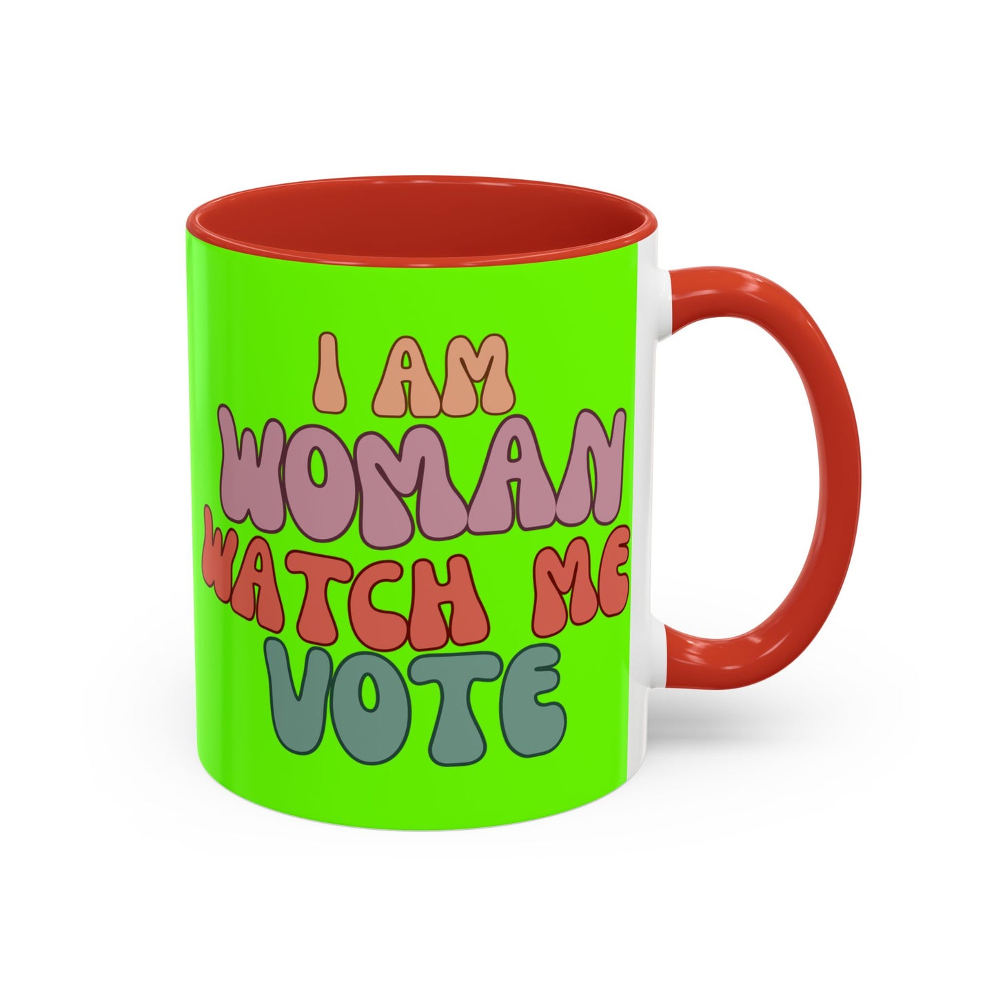 I Am Woman Watch Me Vote Light Green Accent Mug by theGreenDragonTavern.shop