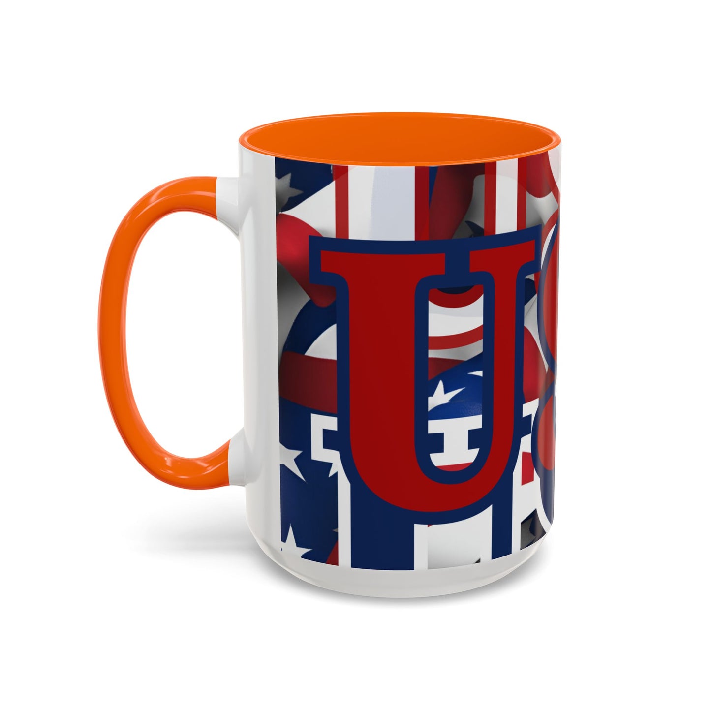 USA! USA! USA Red font Patriot Red Accent Mug by theGreenDragonTavern.shop