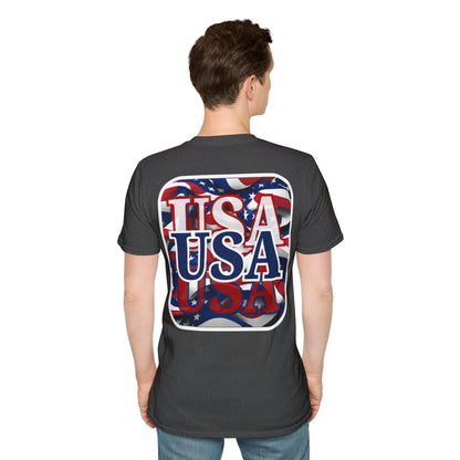 2-sided, Red White and BLUE USA Patriot Dark colors Unisex T-Shirt by theGreenDragonTavern.shop