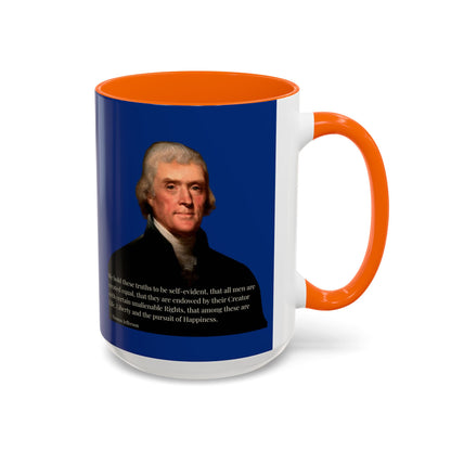 We hold these truths to be self-evident Dark Blue Accent Mug by theGreenDragonTavern.shop