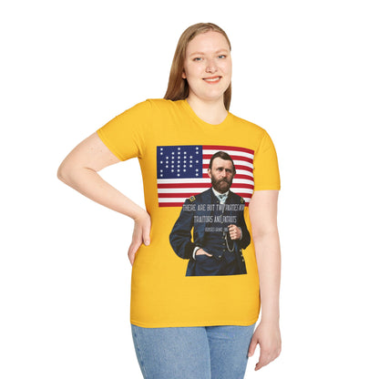 "Traitors and Patriots" Ulysses Grant Light colors Unisex T-Shirt by theGreenDragonTavern.shop