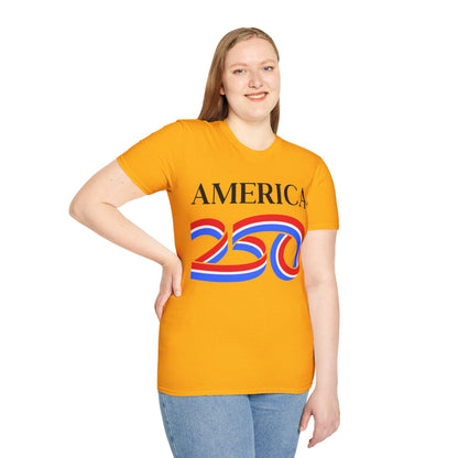 America 250 Black font, Light colors, Unisex T-Shirt by theGreenDragonTavern.shop