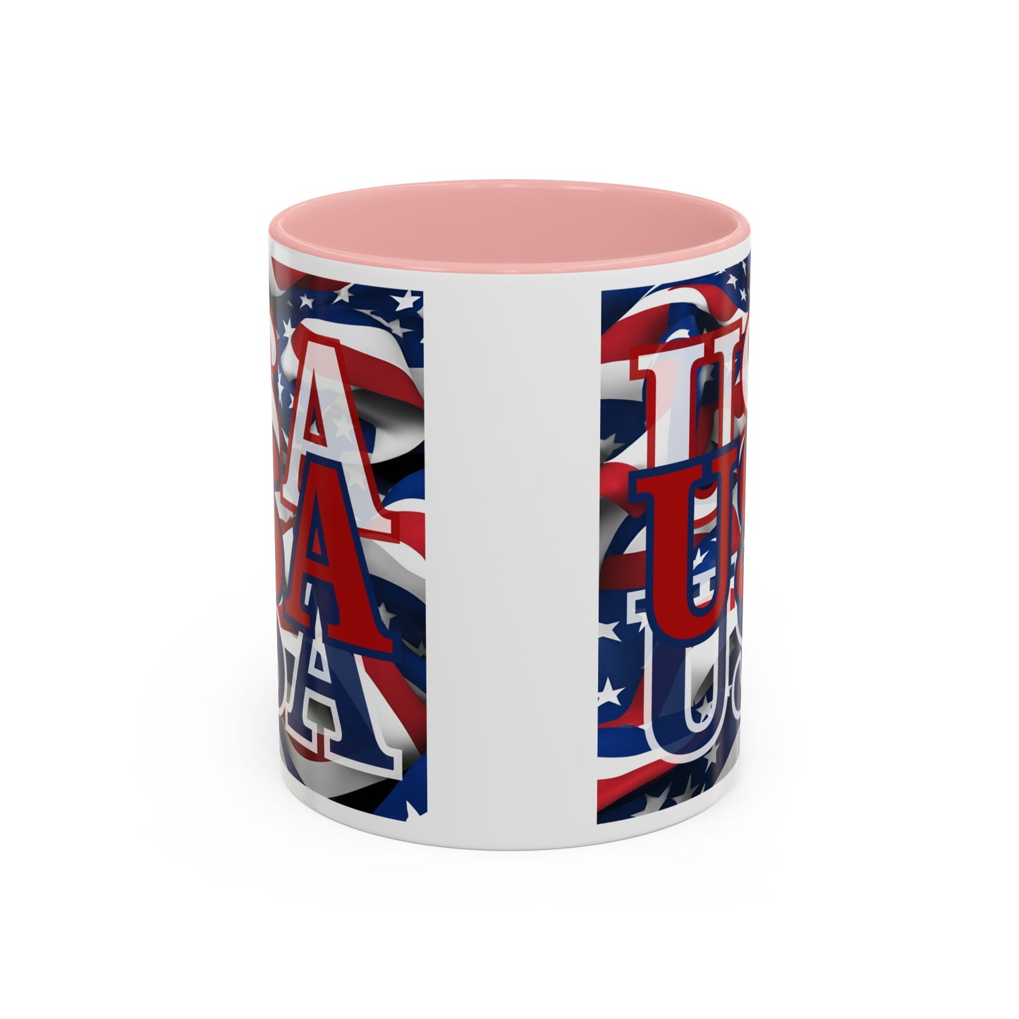USA Red font Center Patriot White Accent Mug by theGreenDragonTavern.shop