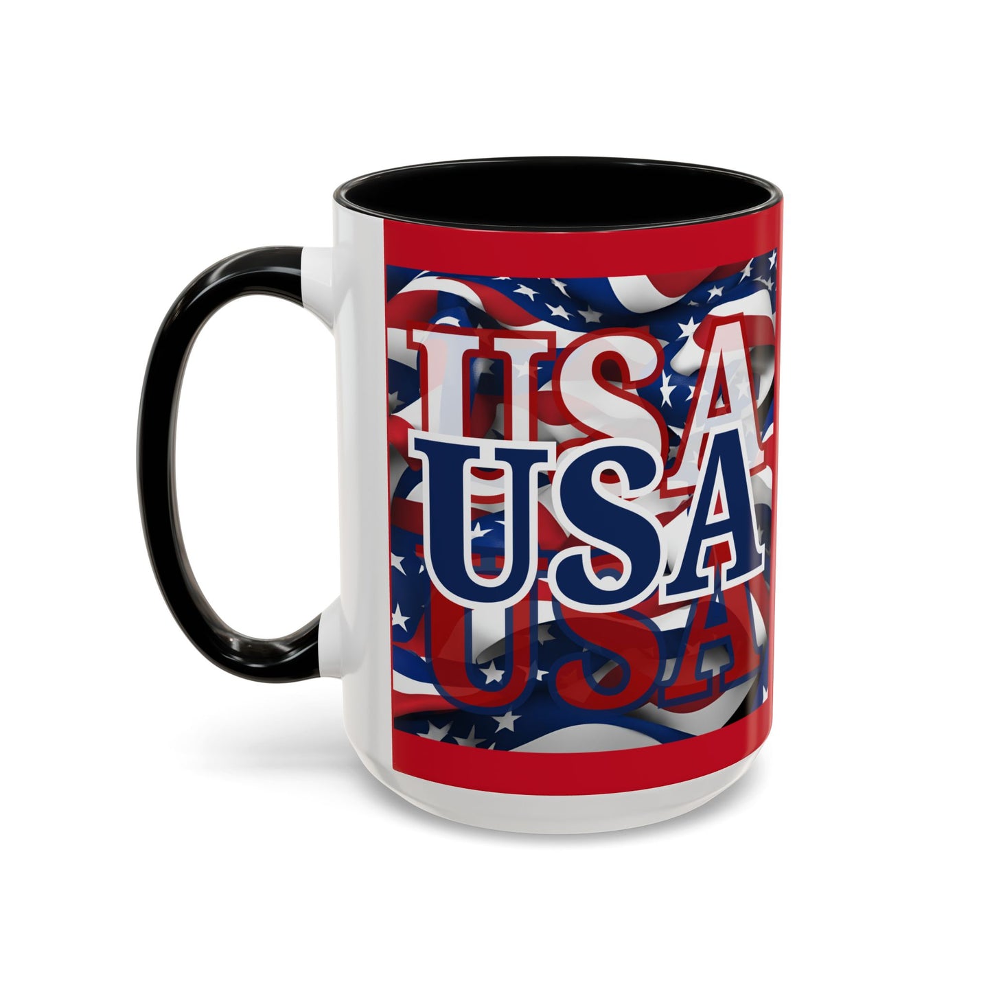USA Blue font Center Patriot Red Accent Mug by theGreenDragonTavern.shop
