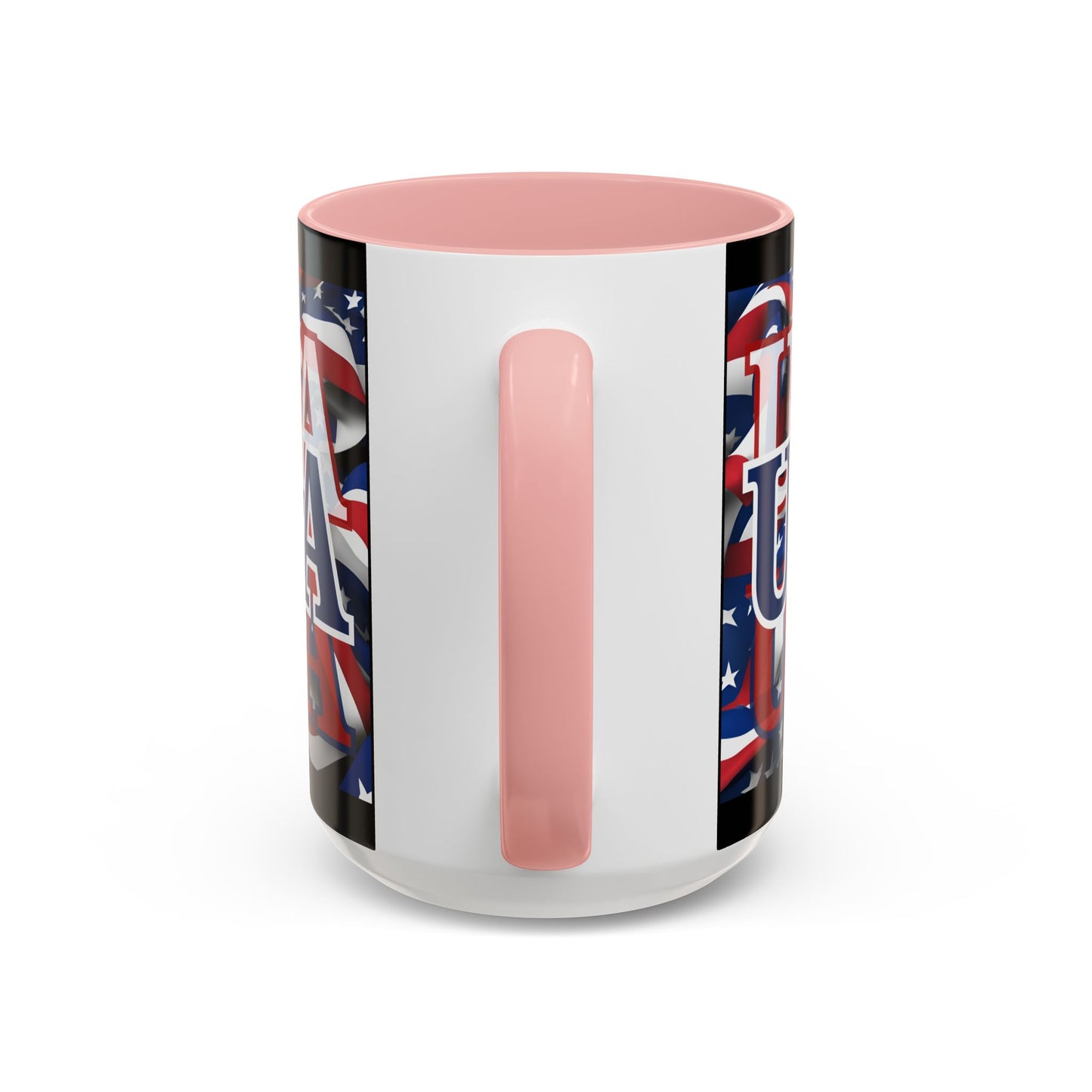 USA Blue font Center Patriot Black Accent Mug by theGreenDragonTavern.shop