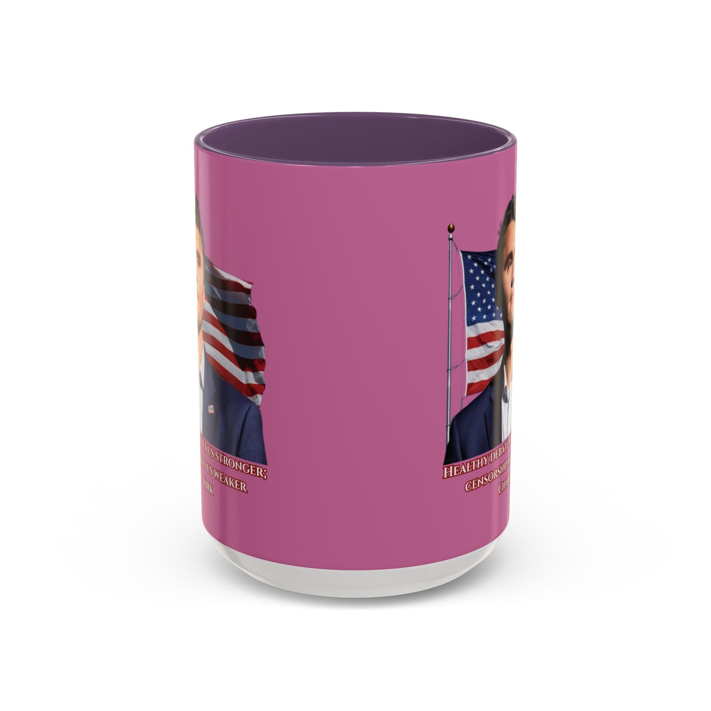 Charlie Kirk, Healthy Debate Pink Accent Mug by theGreenDragonTavern.shop
