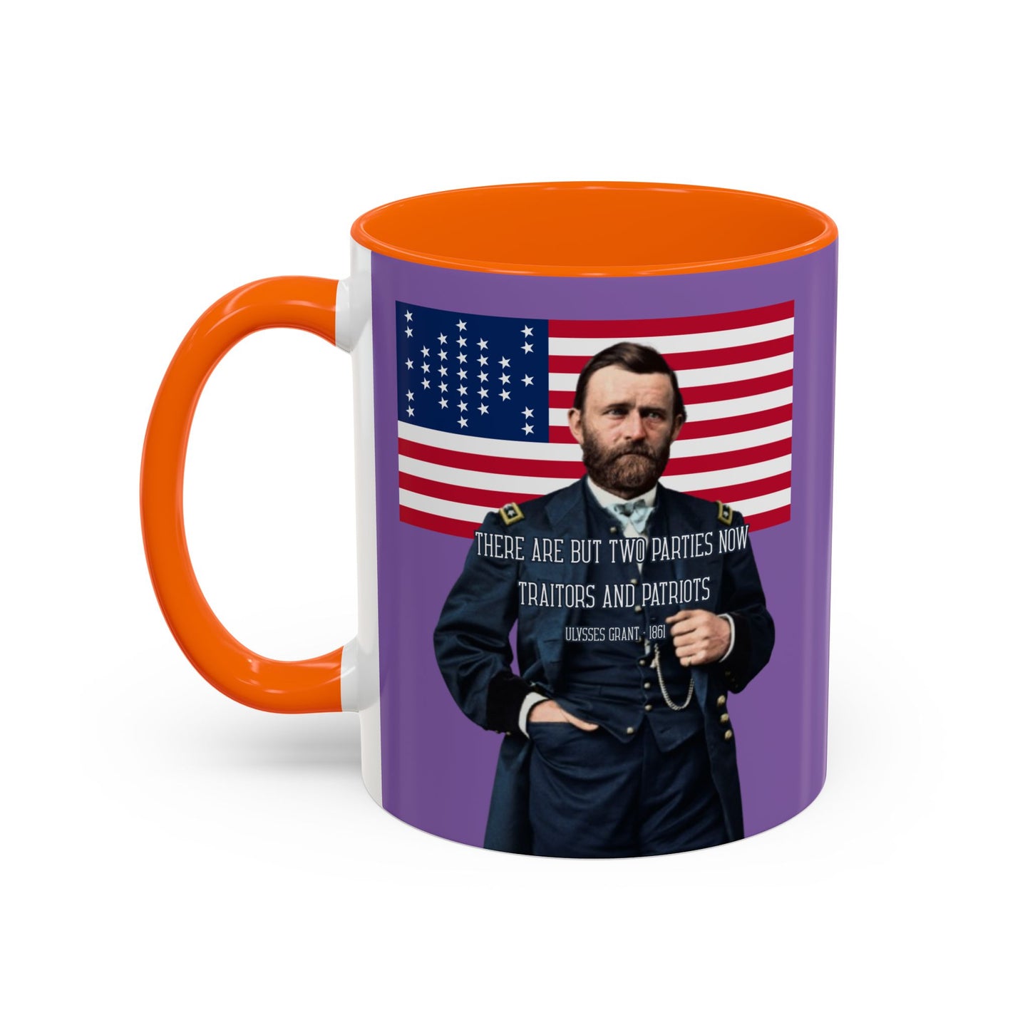 "Traitors and Patriots" Ulysses Grant Light Purple Accent Mug by theGreenDragonTavern.shop