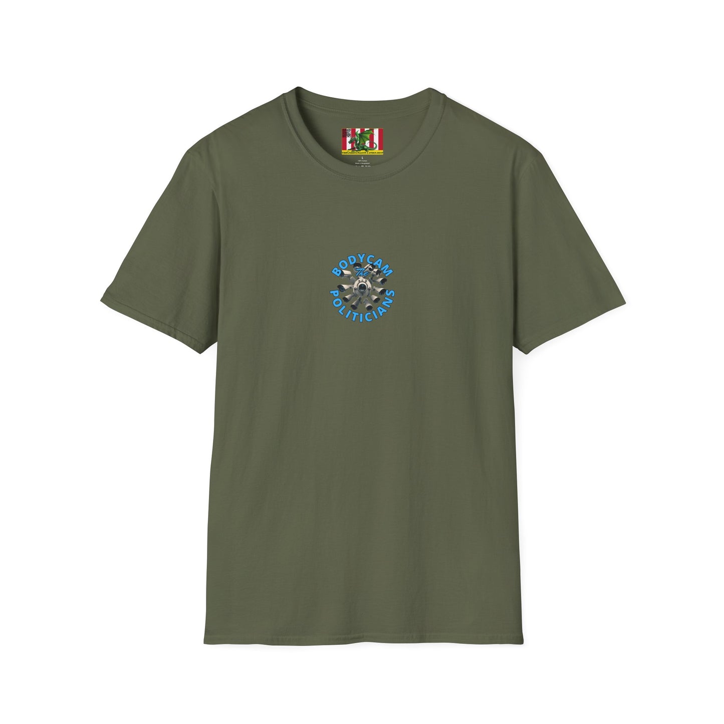 2-sided, Bodycam the Politicians Cameras Dark colors Unisex T-Shirt by theGreenDragonTavern.shop