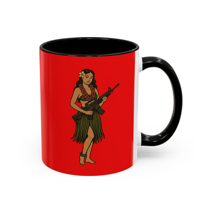 Hula Girl Packin' Heat Red Accent Mug by theGreenDragonTavern.shop