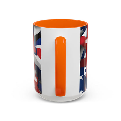USA! USA! USA White font Patriot White Accent Mug by theGreenDragonTavern.shop