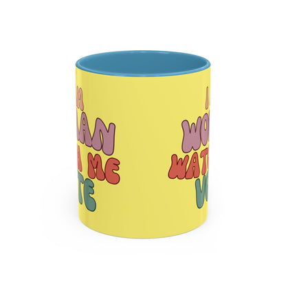 I Am Woman Watch Me Vote Yellow Accent Mug by theGreenDragonTavern.shop