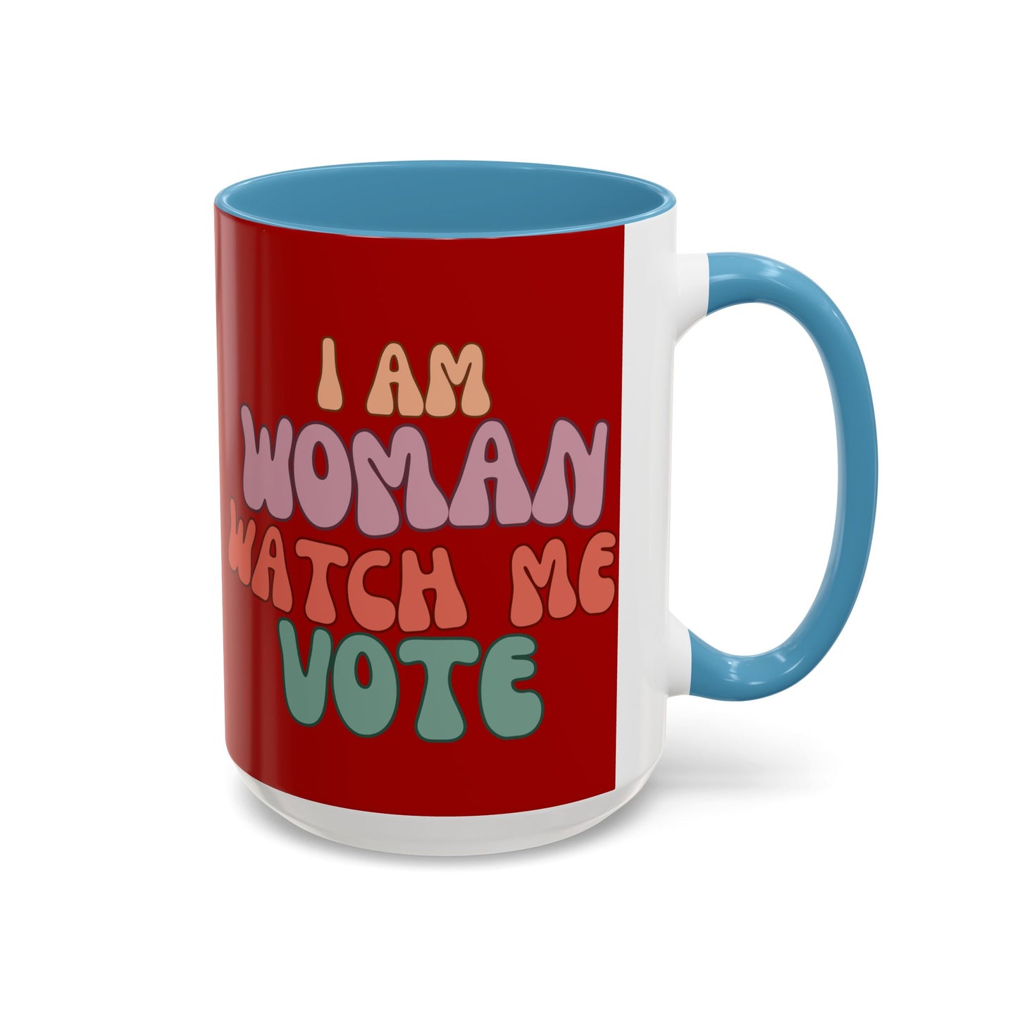 I Am Woman Watch Me Vote Red Accent Mug by theGreenDragonTavern.shop