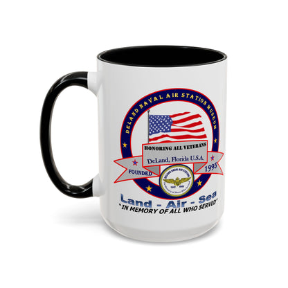 DNASM 2-sided, Founding & Student Art w/Navy Ring White Accent Mug by theGreenDragonTavern.shop