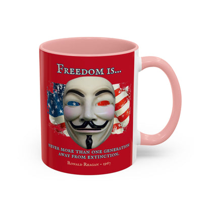 Ronald Reagan Freedom Vendetta Red Accent Mug by theGreenDragonTavern.shop